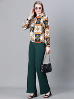 Women Multicolor Printed Round Neck Zipped Long Sleeve Bomber Jacket-W23241WBJ002