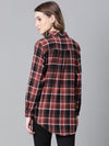 Women Multicolor Check Print Collared Long Sleeve Cotton Shirt-W23244WSH005