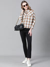 Women Multicolor Check Print Collared Buttoned Long Sleeve Cotton Shirt-W23252WSH004