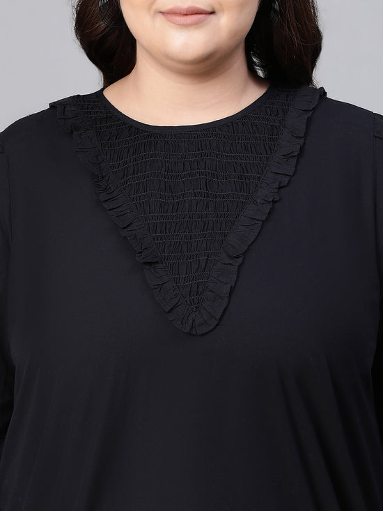 Adore Solid Black Plus Size Women Cotton Dress-W23281PDR001