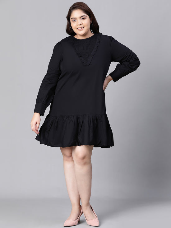 Adore Solid Black Plus Size Women Cotton Dress-W23281PDR001