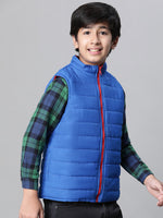 Kids Boy Red & Blue Zip Lined Sleeveless Reversible Quilted Jacket-W23612BJK002