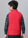 Kids Boy Red & Blue Zip Lined Sleeveless Reversible Quilted Jacket-W23612BJK002