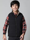 Kids Boy Brown Animal Printed Zip Lined Sleeveless Reversible Jacket-W23612BJK004