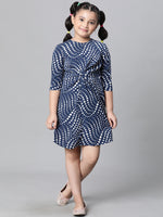 Kids Girl New Print Multicolor Round Neck Short Sleeve Knee-Length Dress-W23613GDR003