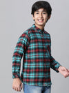 Kids Boy Multicolor Brush Check Full Sleeve Buttoned Cotton Shirt-W23617BSH001