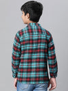 Kids Boy Multicolor Brush Check Full Sleeve Buttoned Cotton Shirt-W23617BSH001