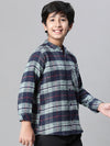 Kids Boy Multicolor Brush Check Full Sleeve Buttoned Cotton Shirt-W23617BSH002