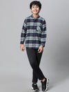 Kids Boy Multicolor Brush Check Full Sleeve Buttoned Cotton Shirt-W23617BSH002