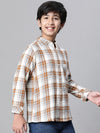 Kids Boy Multicolor Brush Check Full Sleeve Buttoned Cotton Shirt-W23617BSH003