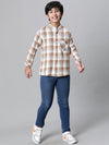 Kids Boy Multicolor Brush Check Full Sleeve Buttoned Cotton Shirt-W23617BSH003