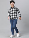 Kids Boy Multicolor Brush Check Full Sleeve Buttoned Cotton Shirt-W23618BSH002