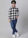 Kids Boy Multicolor Brush Check Full Sleeve Buttoned Cotton Shirt-W23618BSH002