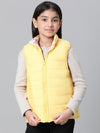 Kids Girl Floral Print Multicolor Zip Lined Sleeveless Reversible Quilted Jacket-W23627GJK001