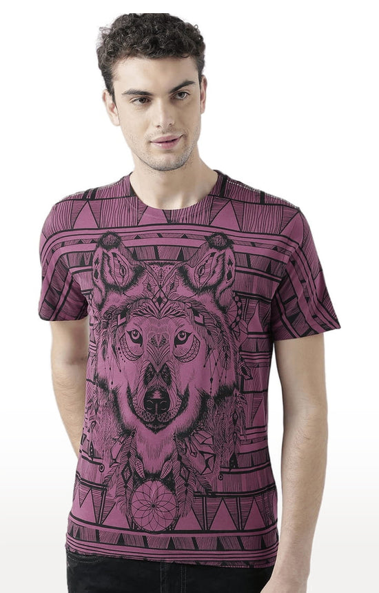 Huetrap Maroon Mens Short Sleeve Graphic Printed Tshirt-HT17MKGRAPLU00538