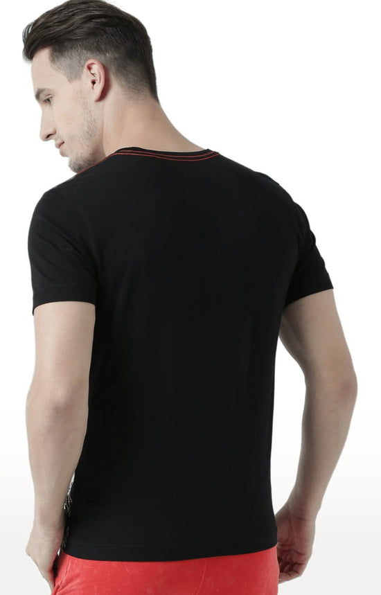 Huetrap Black Mens Short Sleeve Graphic Printed Tshirt-HT17MKGRABLK00660