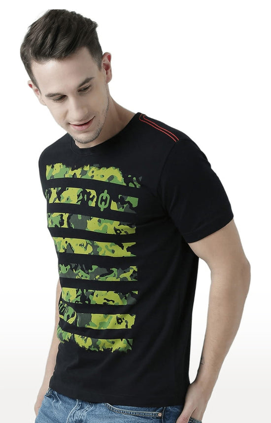 Huetrap Black Mens Short Sleeve Graphic Printed Tshirt-HT17MKGRABLK00764