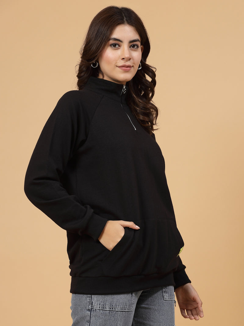 Rigo Women Oversized Printed Fleece Sweatshirt