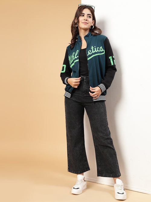 Rigo Women Athletic Puff Printed Varsity Jacket
