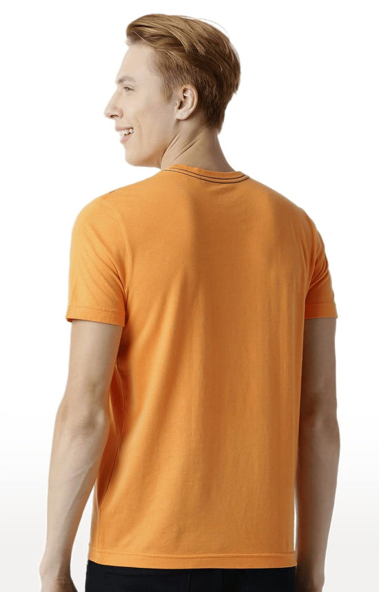 Huetrap Orange Mens Short Sleeve Graphic Printed Tshirt-HT17MKGRABZO00256