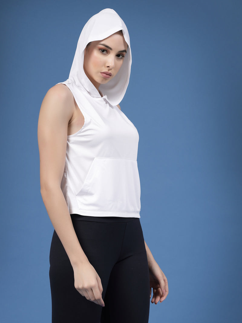 Rigo Solid Sleeveless Round Neck Slim Fit Women Active Wear Crop Top