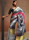 Avanshee Women's Latest Digital Printed Satin Saree With Unstiched Blouse-AVN-8090-GREY-MULTI