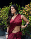 Avanshee Women's Latest Solid Silk Blend Saree With Unstiched Blouse-AVN-1700-MAROON