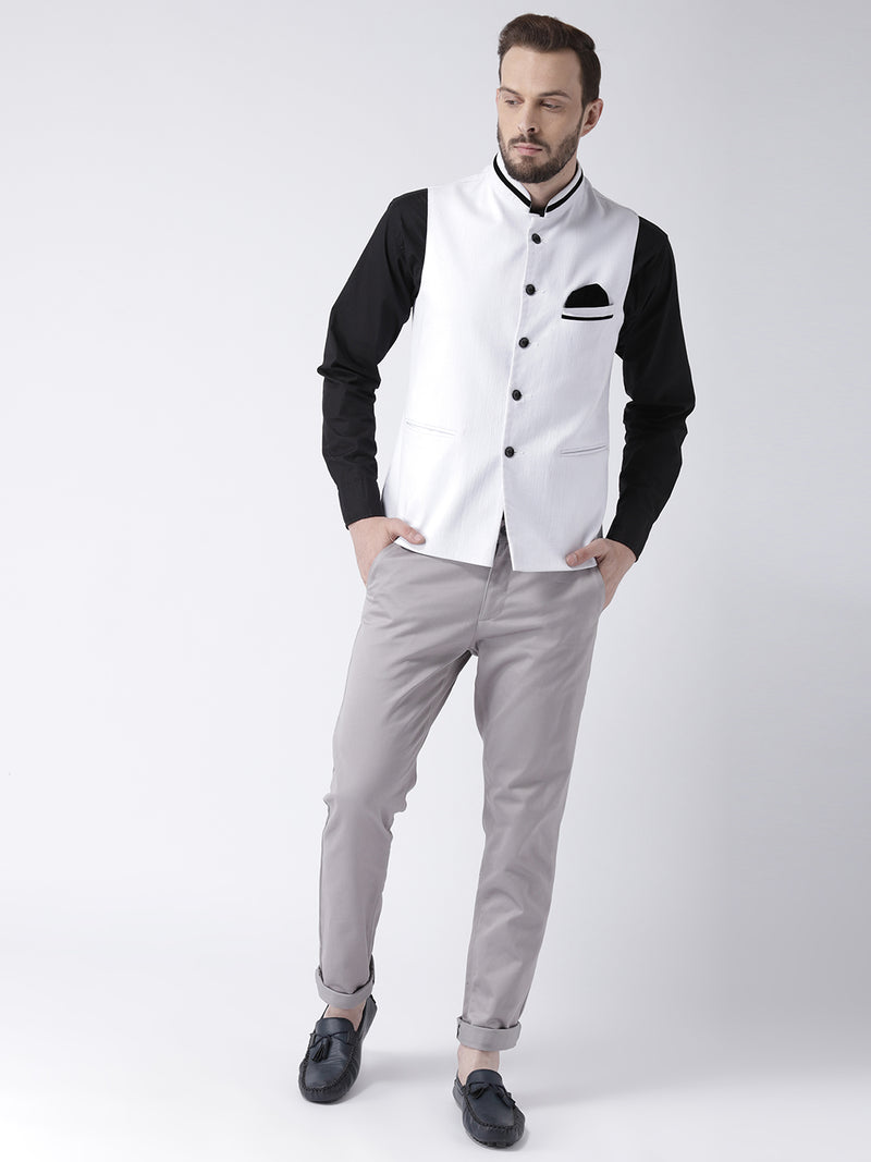 Hangup Men Standard Printed Men's Indian Wear-WhiteDesignNehru