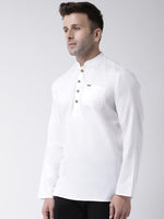 Hangup Men Standard Solid Men's Indian Wear-WhiteKurta_Cotton