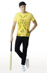 Huetrap Yellow Mens Short Sleeve Graphic Printed Tshirt-HT17MKGRAYLW00309