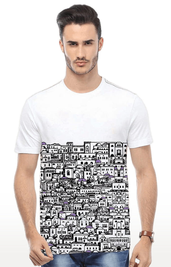 Huetrap White Mens Short Sleeve Graphic Printed Tshirt-HT16MKGRAWHT00375