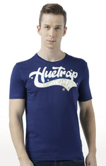 Huetrap Blue Mens Short Sleeve Graphic Printed Tshirt-HT17MKGRALNY01127