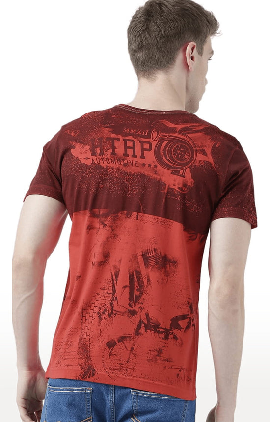 Huetrap Red Mens Short Sleeve Graphic Printed Tshirt-HT17MKGRARED00995