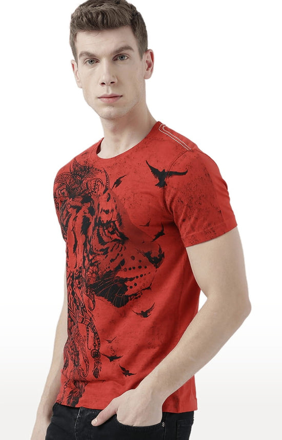 Huetrap Red Mens Short Sleeve Graphic Printed Tshirt-HT17MKGRARED00903