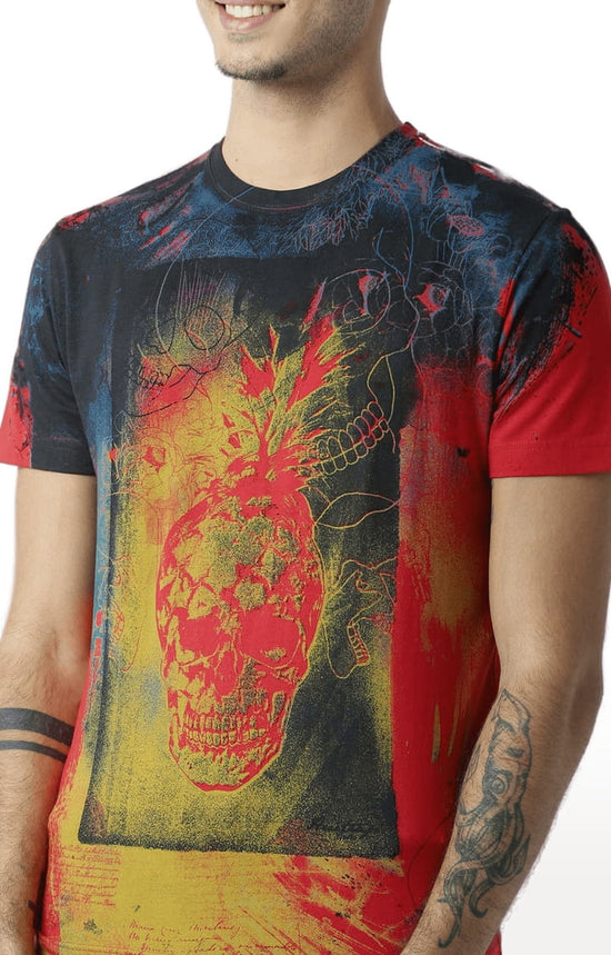 Huetrap Red Mens Short Sleeve Graphic Printed Tshirt-HT17MKGRARED00323