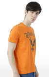 Huetrap Orange Mens Short Sleeve Graphic Printed Tshirt-HT17MKGRABZO01108