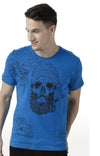 Huetrap Blue Mens Short Sleeve Graphic Printed Tshirt-HT17MKGRASUR01056