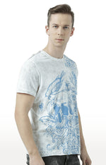 Huetrap White Mens Short Sleeve Graphic Printed Tshirt-HT17MKGRAOFW01079