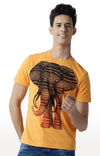 Huetrap Orange Mens Short Sleeve Graphic Printed Tshirt-HT13MKGRABZO00348