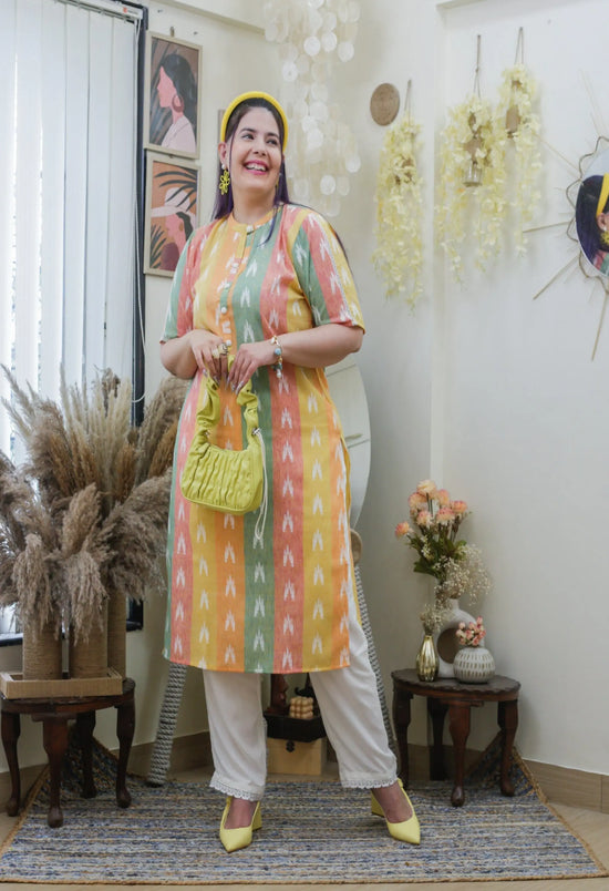 Plus Size Multicolored Kurta Pant Set