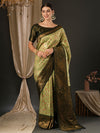 Saree Mall Women's  Blend Green Woven Design Designer Saree With Blouse Piece-YARYA103