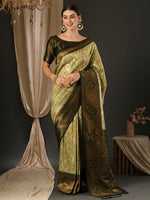 Saree Mall Women's  Blend Green Woven Design Designer Saree With Blouse Piece-YARYA103