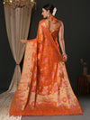 Saree Mall Women's Organza Orange Woven Design Designer Saree With Blouse Piece-YARYA111B