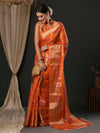 Saree Mall Women's Organza Orange Woven Design Designer Saree With Blouse Piece-YARYA111B