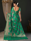 Saree Mall Women's Organza Sea Green Woven Design Designer Saree With Blouse Piece-YARYA111D