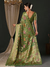 Saree Mall Women's Organza Light Green Woven Design Designer Saree With Blouse Piece-YARYA113G