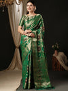 Saree Mall Women's Organza Teal Green Woven Design Designer Saree With Blouse Piece-YARYA125D