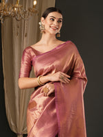 Saree Mall Women's  Blend Mauve Woven Design Designer Saree With Blouse Piece-YARYA202