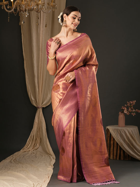 Saree Mall Women's  Blend Mauve Woven Design Designer Saree With Blouse Piece-YARYA202