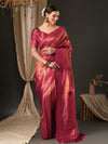 Saree Mall Women's  Blend Pink Woven Design Designer Saree With Blouse Piece-YARYA204